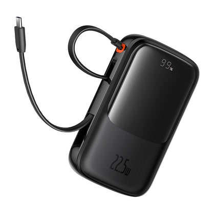 Baseus Qpow Pro+ External Battery, 10000mAh, 22.5W, QC + PD, 1 x USB-A - 2 x USB-C, Black P10067101113-00