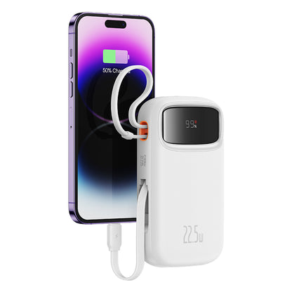 Baseus Qpow2 External Battery, 20000mAh, 22.5W, QC + PD, 1 x Lightning - 1 x USB-A - 2 x USB-C, White P10055002223-00