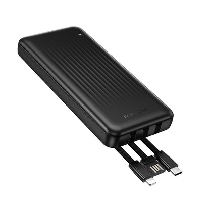 Borofone BJ79 Clever External Battery, 10000mAh, 10W, 1 x Lightning - 1 x USB-A - 1 x USB-C, Black