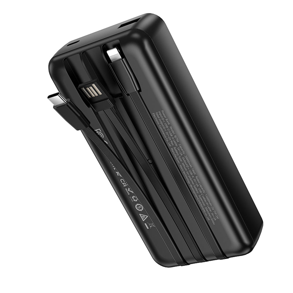 Borofone BJ79 Clever External Battery, 20000mAh, 10W, 1 x Lightning - 1 x USB-A - 1 x USB-C, Black