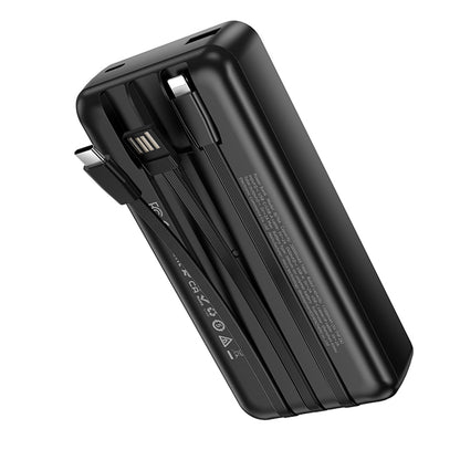 Borofone BJ79 Clever External Battery, 20000mAh, 10W, 1 x Lightning - 1 x USB-A - 1 x USB-C, Black