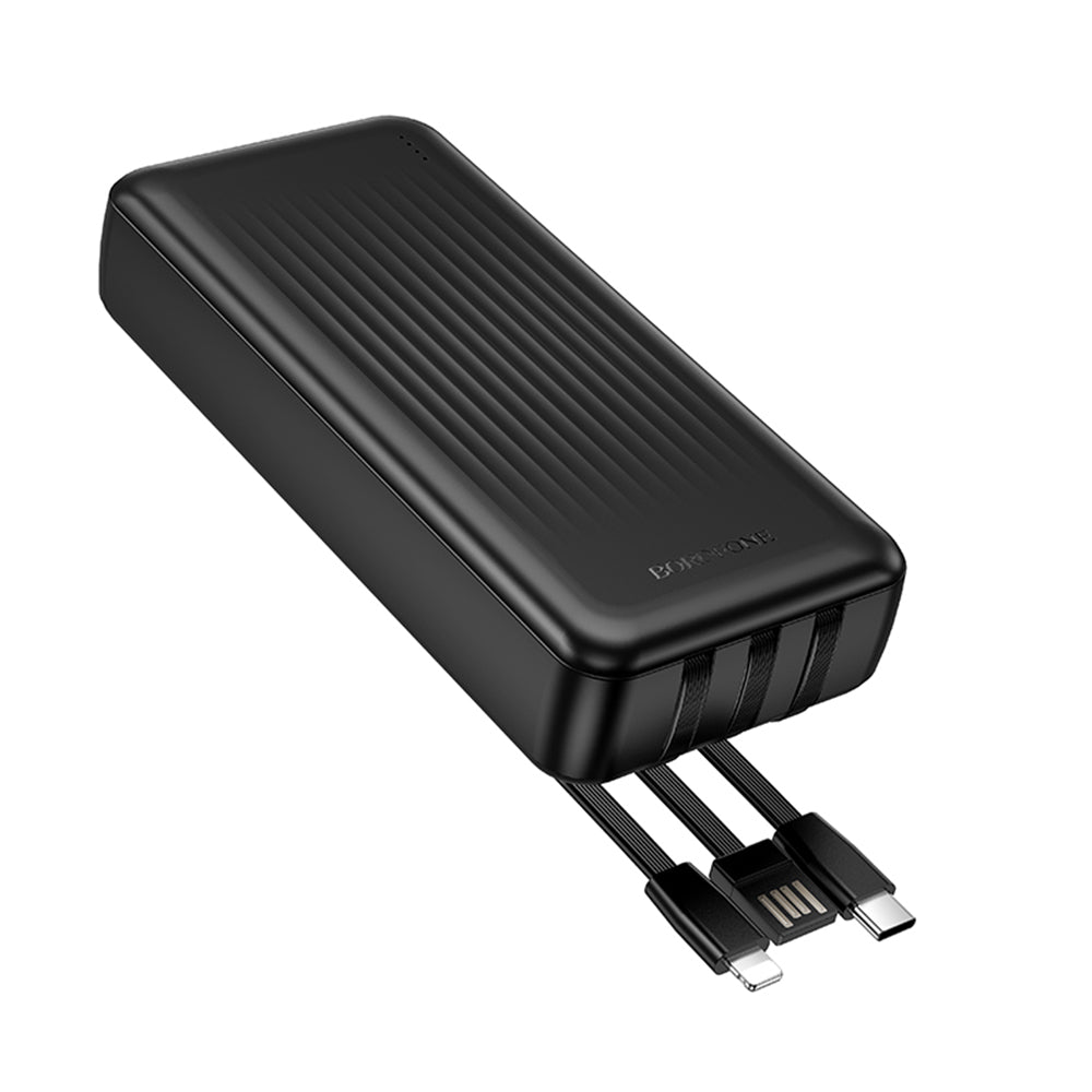 Borofone BJ79 Clever External Battery, 20000mAh, 10W, 1 x Lightning - 1 x USB-A - 1 x USB-C, Black