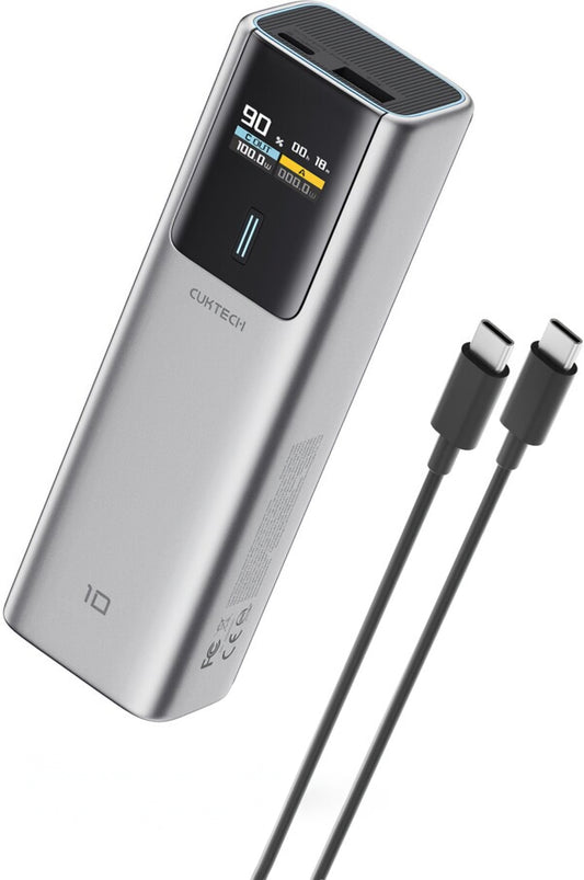 Εξωτερική Μπαταρία Cuktech, 10000mAh, 150W, QC + PD, 1 x USB-A - 1 x USB-C, Γκρι CKPB100PGLBK