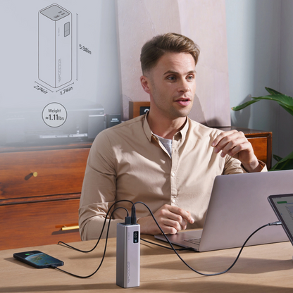 Εξωτερική Μπαταρία Cuktech, 20000mAh, 100W, QC + PD, 1 x USB-A - 2 x USB-C, Γκρι CUKP200XGLGR