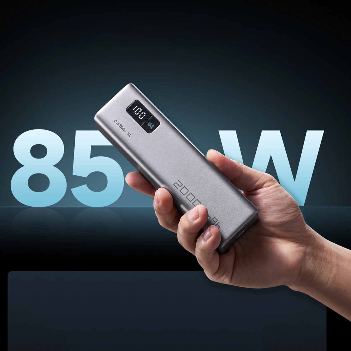 Εξωτερική Μπαταρία Cuktech, 20000mAh, 100W, QC + PD, 1 x USB-A - 2 x USB-C, Γκρι CUKP200XGLGR