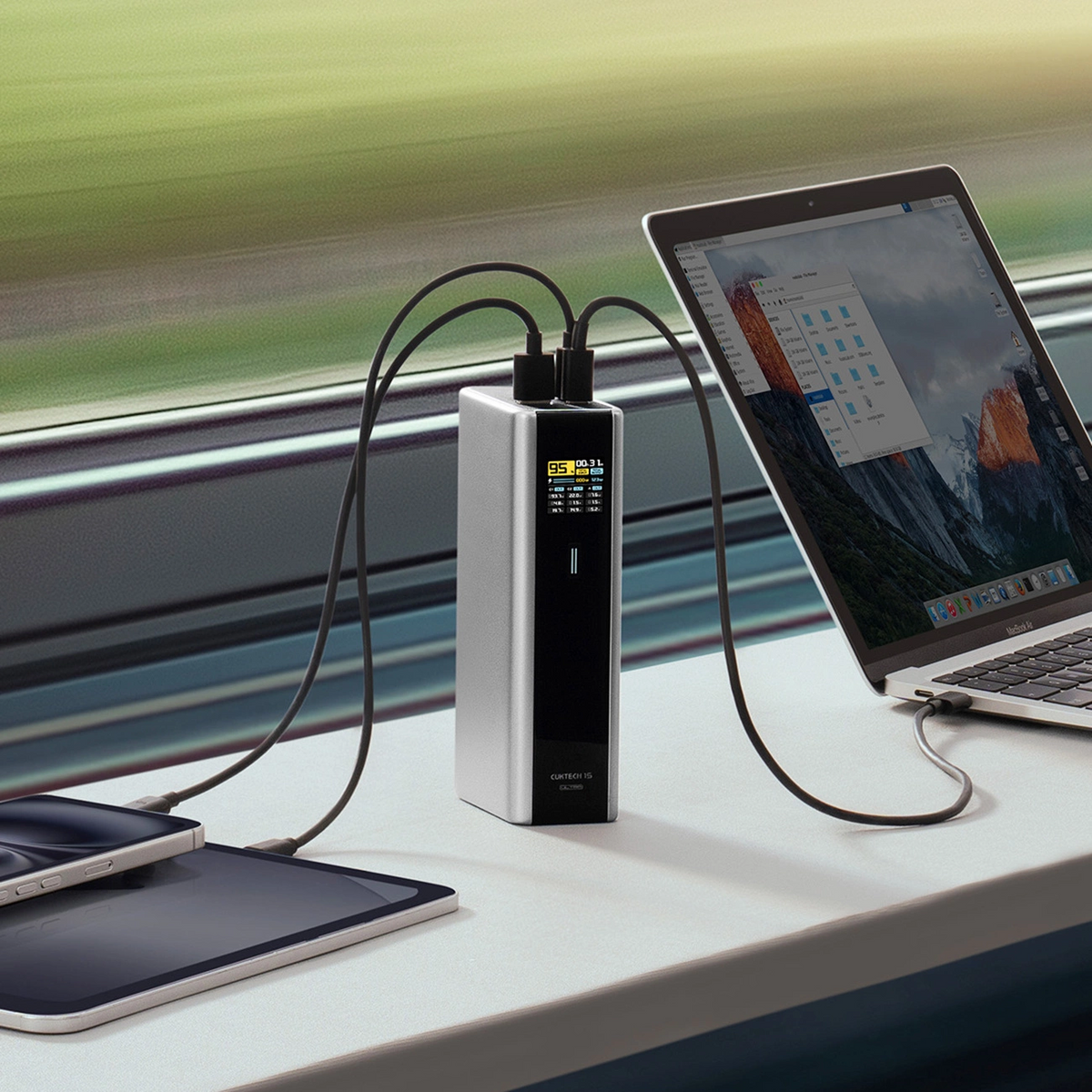 Εξωτερική Μπαταρία Cuktech, 20000mAh, 210W, QC + PD, 1 x USB-A - 2 x USB-C, Γκρι CKPB200UGLGR