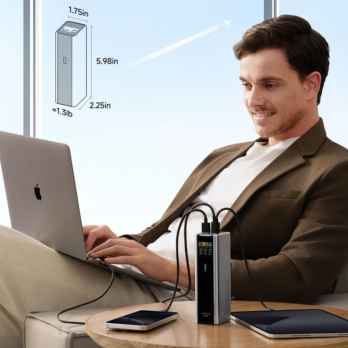 Εξωτερική Μπαταρία Cuktech, 20000mAh, 210W, QC + PD, 1 x USB-A - 2 x USB-C, Γκρι CKPB200UGLGR
