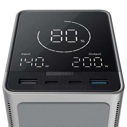 Εξωτερική Μπαταρία Cuktech, 40000mAh, 300W, QC + PD + FQI, 1 x QI - 2 x USB-A - 2 x USB-C, Μαύρη CUKP01CTEUSL