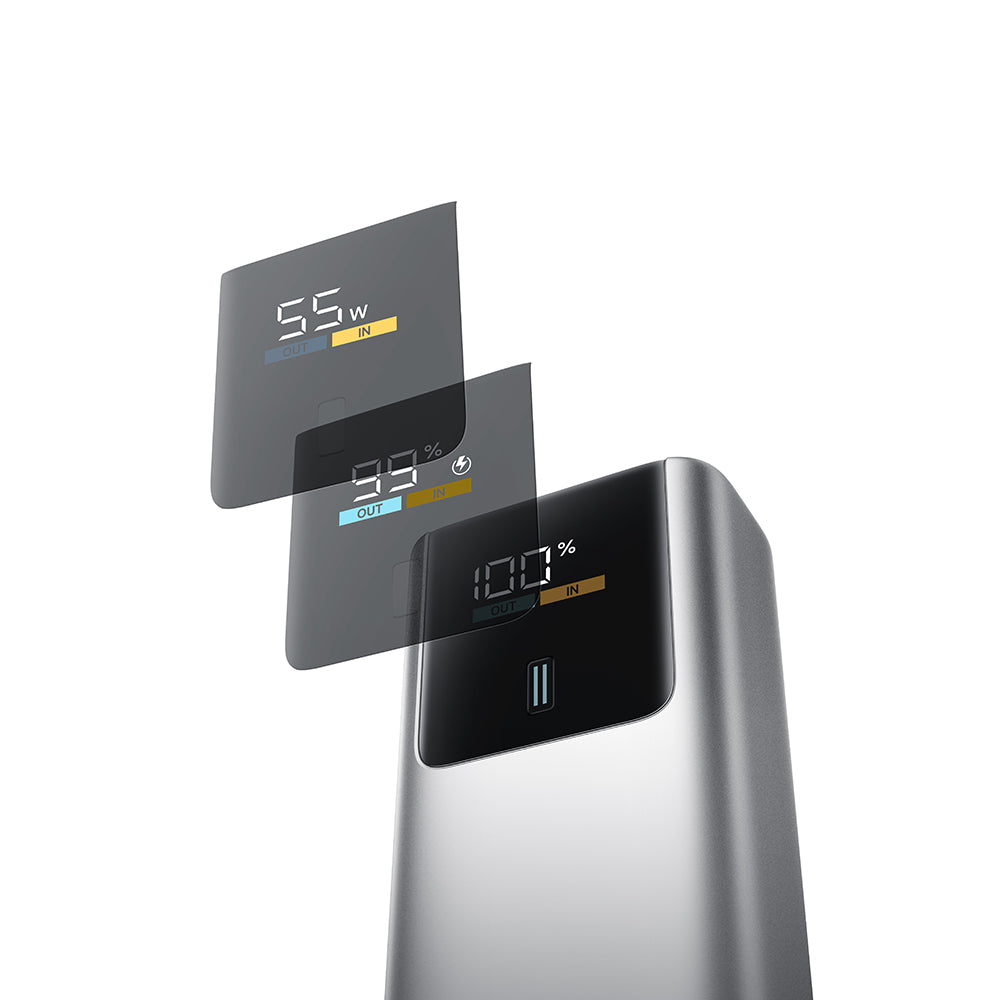 Εξωτερική Μπαταρία Cuktech PB1055, 10000mAh, 55W, QC + PD, 1 x USB-A - 2 x USB-C, Γκρι CKPB1055GBTG