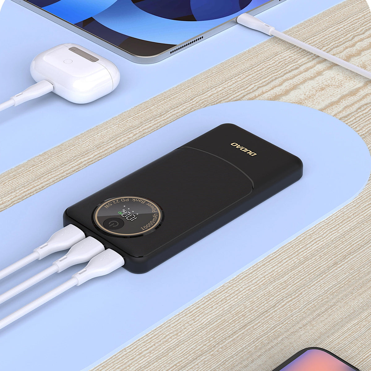 Εξωτερική Μπαταρία Dudao K12, 10000mAh, 22.5W, QC + PD, 1 x USB-C - 2 x USB-A, Λευκή