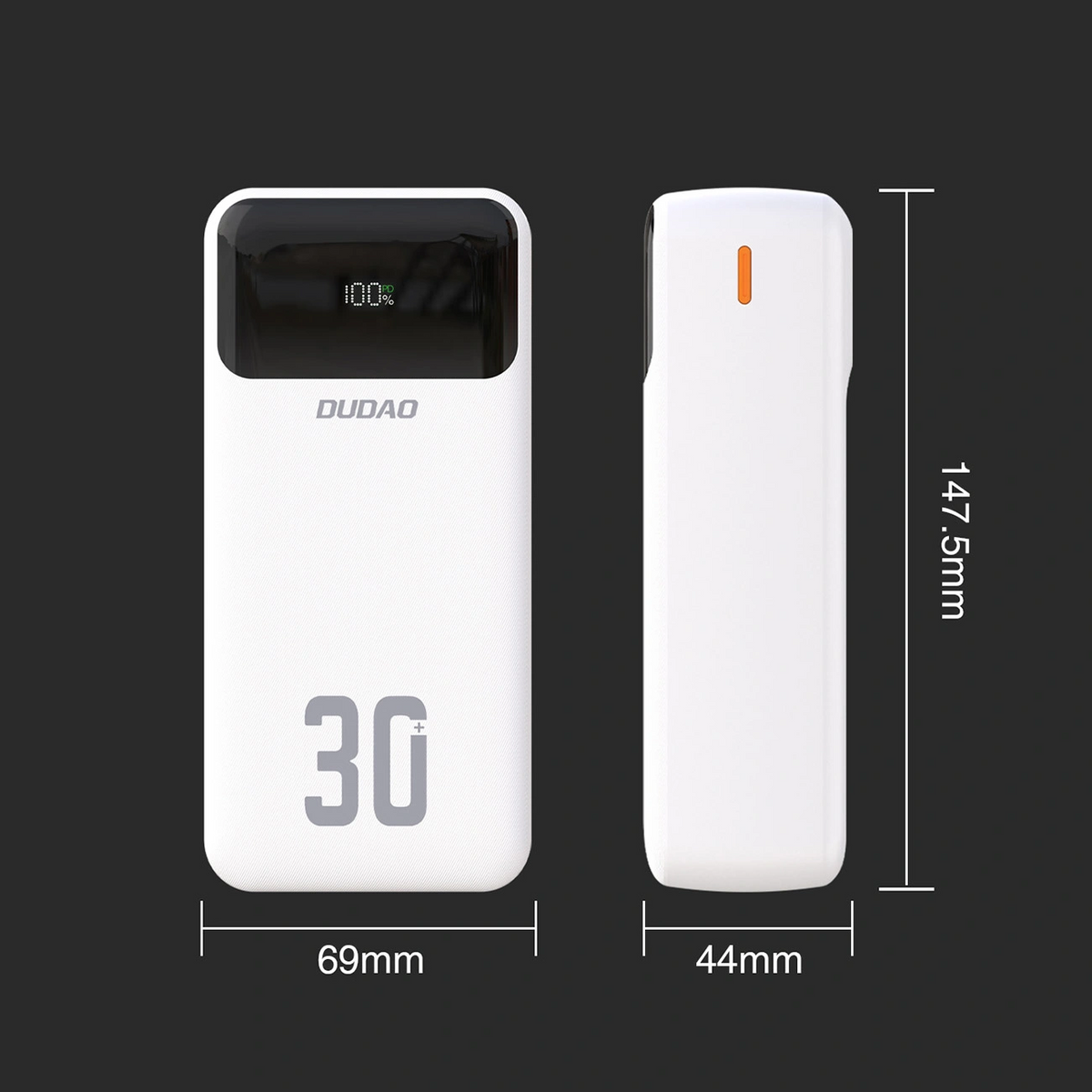 Εξωτερική Μπαταρία Dudao K15MAX, 30000mAh, 22.5W, QC + PD, 1 x USB-A - 2 x Lightning - 2 x USB-C, Λευκό