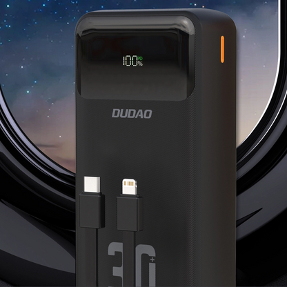 Εξωτερική Μπαταρία Dudao K15MAX, 30000mAh, 22.5W, QC + PD, 1 x USB-A - 2 x Lightning - 2 x USB-C, Μαύρο