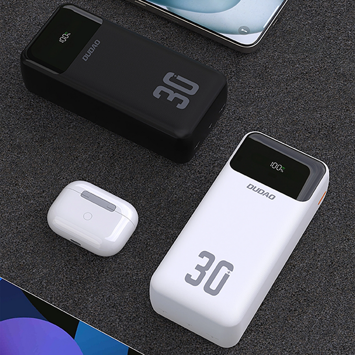 Εξωτερική Μπαταρία Dudao K15MAX, 30000mAh, 22.5W, QC + PD, 1 x USB-A - 2 x Lightning - 2 x USB-C, Μαύρο