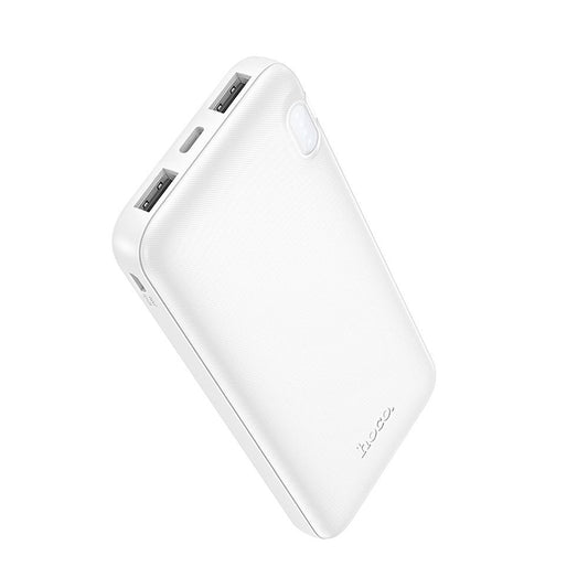 HOCO J128 External Battery, 10000mAh, 10W, 2 x USB-A, White