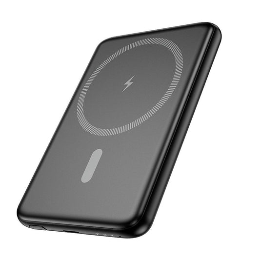 Wireless External Battery HOCO J140A, 5000mAh, 20W, PD + FQI, 1 x QI - 1 x USB-C, Black