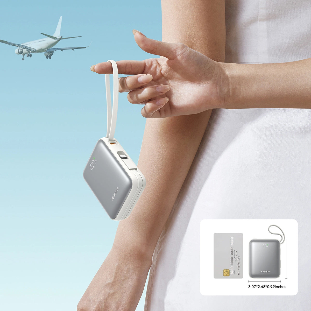Joyroom JR-PBF27 External Battery, 10000mAh, 22.5W, QC + PD, 1 x Lightning - 2 x USB-C, White