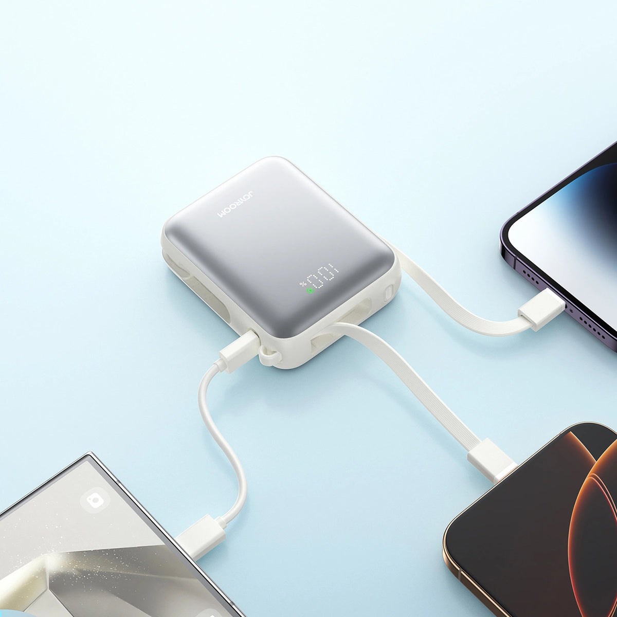 Joyroom JR-PBF27 External Battery, 10000mAh, 22.5W, QC + PD, 1 x Lightning - 2 x USB-C, White