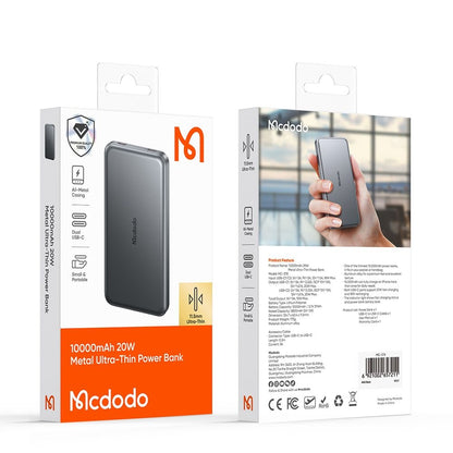 McDodo MC-3781 Meta External Battery, 10000mAh, 20W, PD, 2 x USB-C, Black