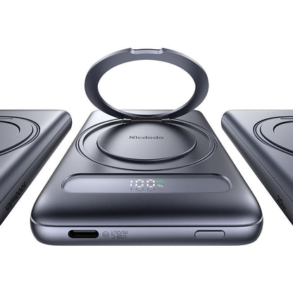 McDodo MC-8361 Meta Wireless External Battery, 5000mAh, 20W, PD + FQI, 1 x QI - 1 x USB-C, Gray
