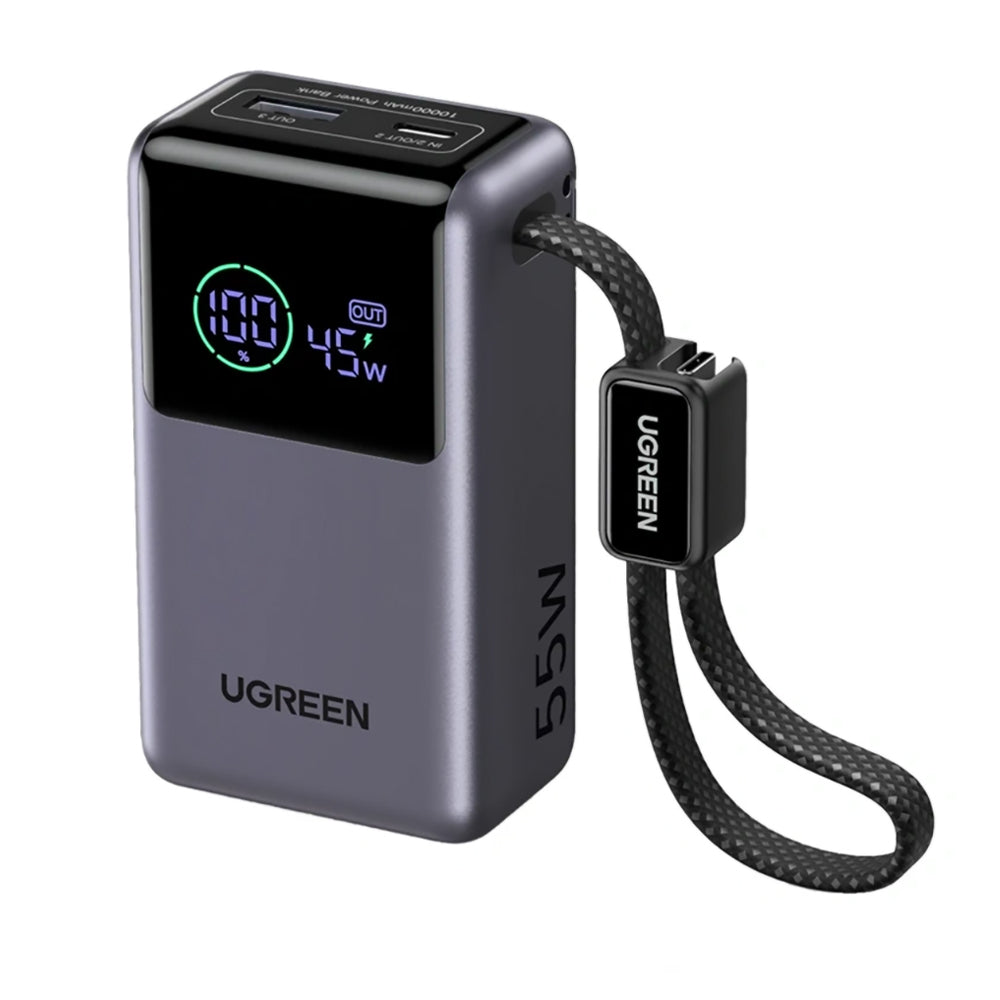 Εξωτερική Μπαταρία UGREEN Nexode Pro PB727 (85301B), 10000mAh, 55W, QC + PD, 1 x USB-A - 2 x USB-C, Γκρι