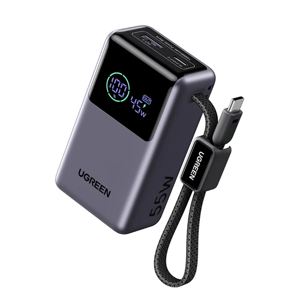 Εξωτερική Μπαταρία UGREEN Nexode Pro PB727 (85301B), 10000mAh, 55W, QC + PD, 1 x USB-A - 2 x USB-C, Γκρι