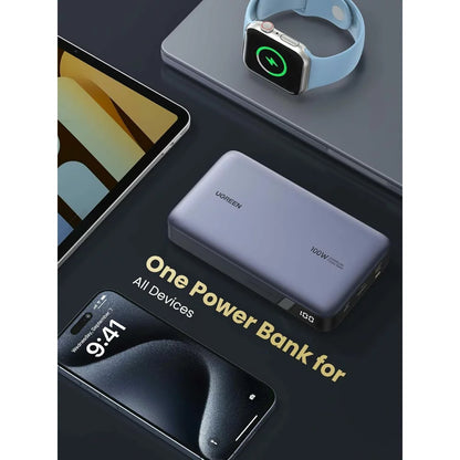 Εξωτερική Μπαταρία UGREEN PB720 Nexode, 20000mAh, 100W, QC + PD, 1 x USB-A - 2 x USB-C, Γκρι
