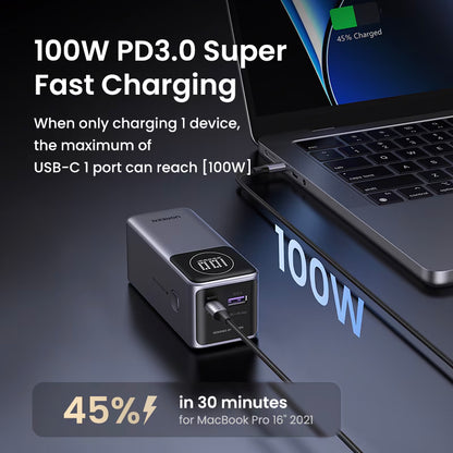 Εξωτερική Μπαταρία UGREEN PB724, 12000mAh, 100W, QC + PD, 1 x USB-A - 1 x USB-C, Γκρι