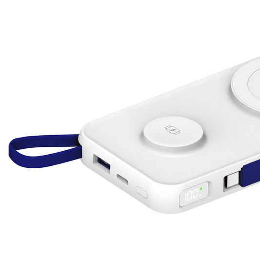 Εξωτερική Μπαταρία Wireless 3MK PastelUp, 10000mAh, 22.5W, QC + PD + FQI, 1 x USB-A - 1 x USB-C - 2 x QI, Λευκή