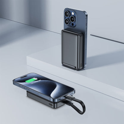 Acefast M11 Wireless External Battery, 10000mAh, 30W, PD + FQI, 1 x QI - 1 x USB-C, Black