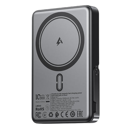 Acefast M17 Wireless External Battery, 10000mAh, 22.5W, PD + FQI, 1 x QI - 1 x USB-C, Black