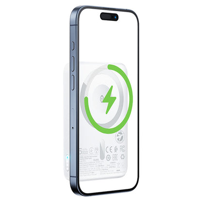 Acefast M25 Wireless External Battery, 5000mAh, 20W, PD + FQI, 1 x QI - 1 x USB-C, White