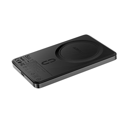 Acefast M8 Wireless External Battery, 5000mAh, 18W, PD + FQI, 1 x QI - 1 x USB-C, Black