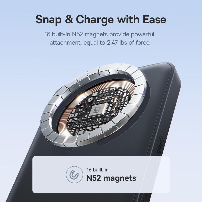 Εξωτερική Ασύρματη Μπαταρία Baseus EnerFill FM11 Magnetic, 10000mAh, 30W, PD + FQI, 1 x QI - 2 x USB-C, Μαύρο E0028904