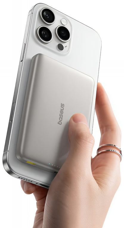 Εξωτερική Μπαταρία Ασύρματη Baseus PicoGo AM41, 10000mAh, 27W, PD + FQI, 1 x QI - 1 x USB-C, Μπεζ E0027203