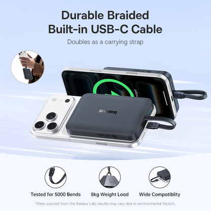 Εξωτερική Ασύρματη Μπαταρία Baseus EnerFill FM11 Magnetic, 10000mAh, 30W, PD + FQI, 1 x QI - 2 x USB-C, Μαύρο E0028904