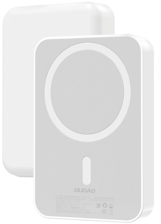 Εξωτερική Μπαταρία Wireless Dudao K26, 10000mAh, 20W, PD + FQI, 1 x QI - 1 x USB-C, Λευκή