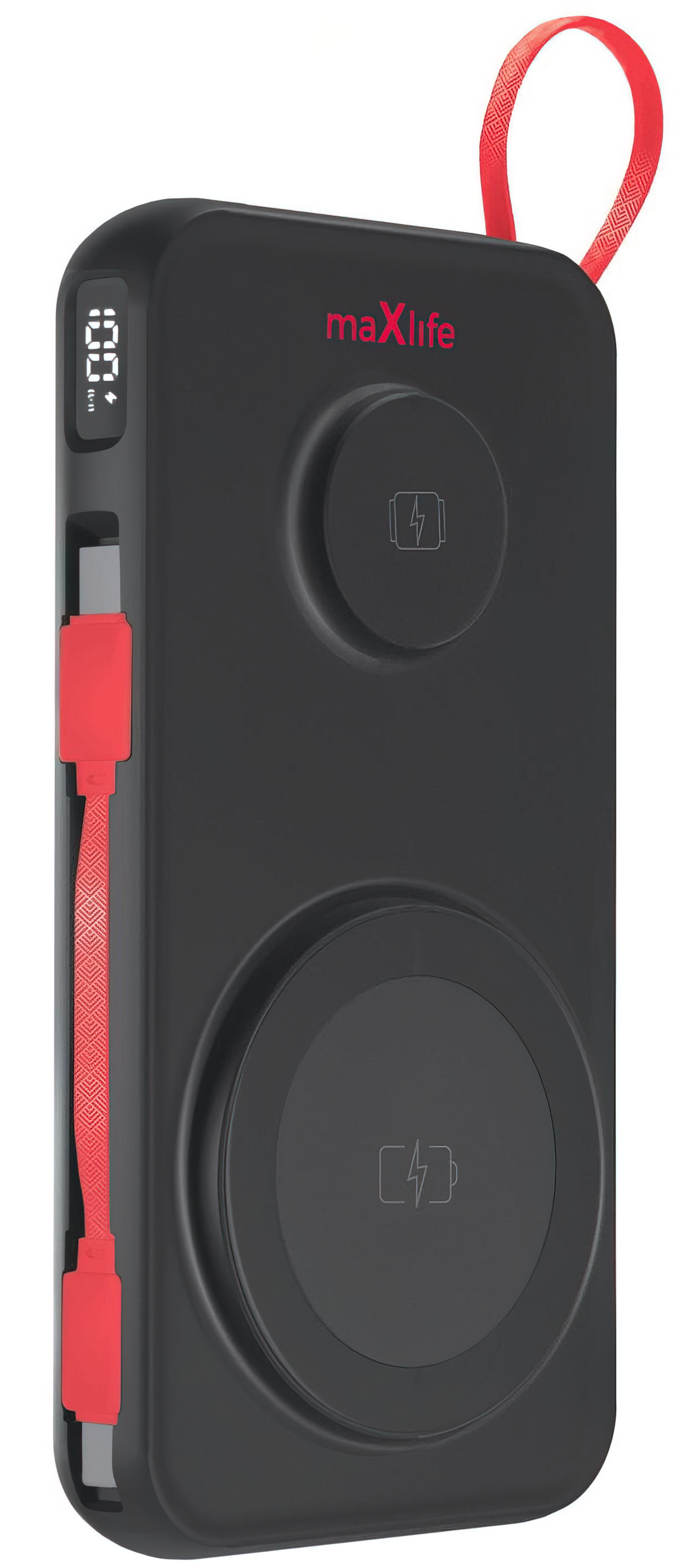 Εξωτερική Μπαταρία Wireless MaXlife MXPB-08, 10000mAh, 22.5W, QC + PD + FQI + QI, 1 x USB-A - 1 x USB-C - 2 x QI, Μαύρη