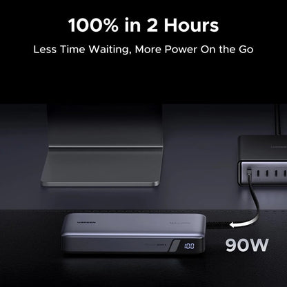 Εξωτερική Μπαταρία UGREEN PB552 (55995B), 25000mAh, 165W, QC + PD, 1 x USB-A - 3 x USB-C, Γκρι
