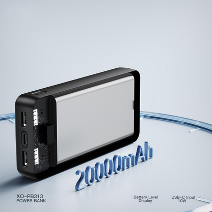 XO Design PB313 External Battery, 20000mAh, 10W, 2 x USB-A, Black