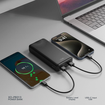 XO Design PB313 External Battery, 20000mAh, 10W, 2 x USB-A, Black