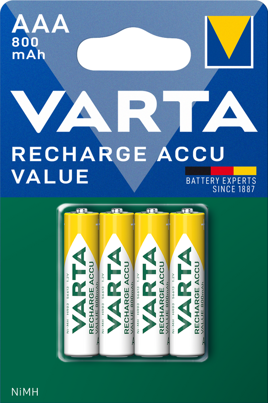Επαναφορτιζόμενη Μπαταρία Varta Professional, AAA / LR3, 800mAh, Σετ 4 τεμαχίων