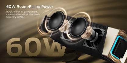 Φορητό Ηχείο Bluetooth Bugani Brief TT, 60W, RGB, Αδιάβροχο, Μαύρο Χρυσό
