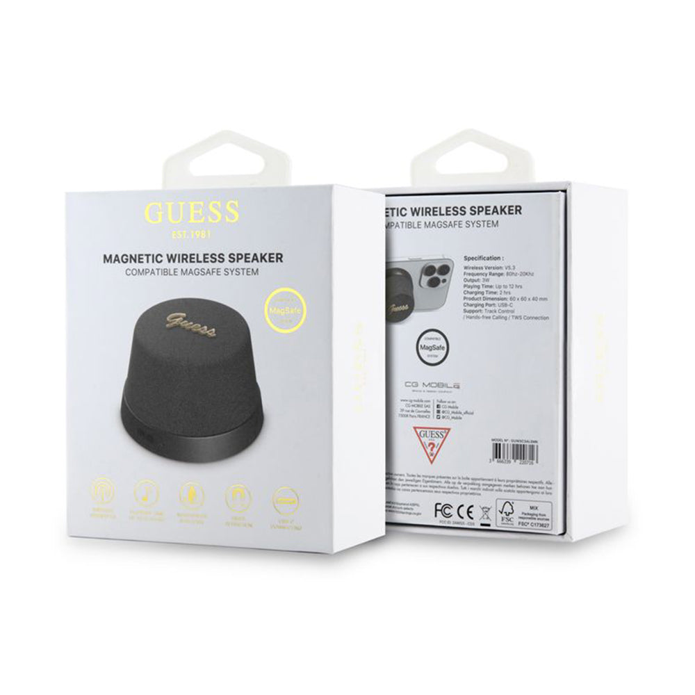 Guess Magnetic Script Metal Portable Bluetooth Speaker, 3W, Black