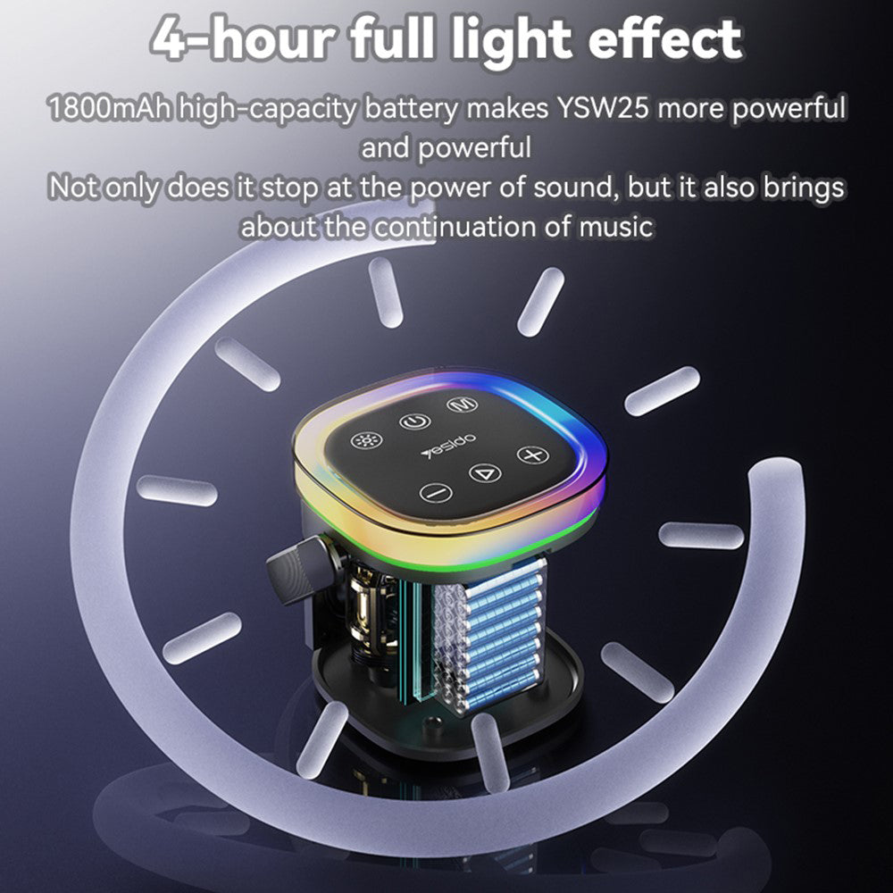 Yesido YSW25 Portable Bluetooth Speaker, 5W, RGB, Black