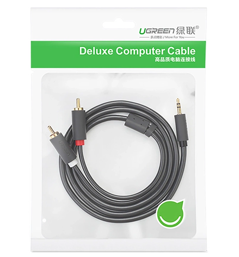 UGREEN AV102 Audio Cable 3.5mm - 2 x RCA, 2m, Black