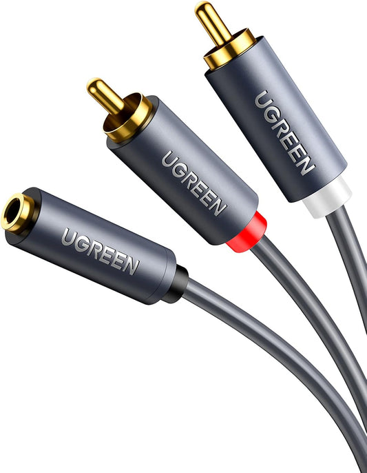 Καλώδιο Ήχου 3.5mm - 2 x RCA UGREEN AV102, 1m, Γκρι