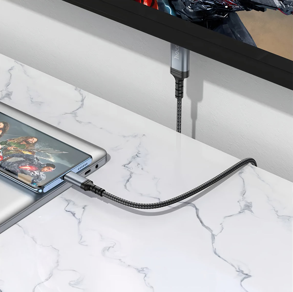 USB-C to HDMI Audio and Video Cable HOCO UA43, 1.8m, Gray