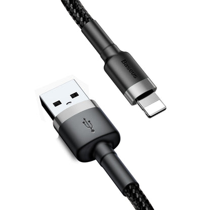 USB-A to Lightning Baseus Cafule Data and Charging Cable, 18W, 3m, Grey CALKLF-RG1