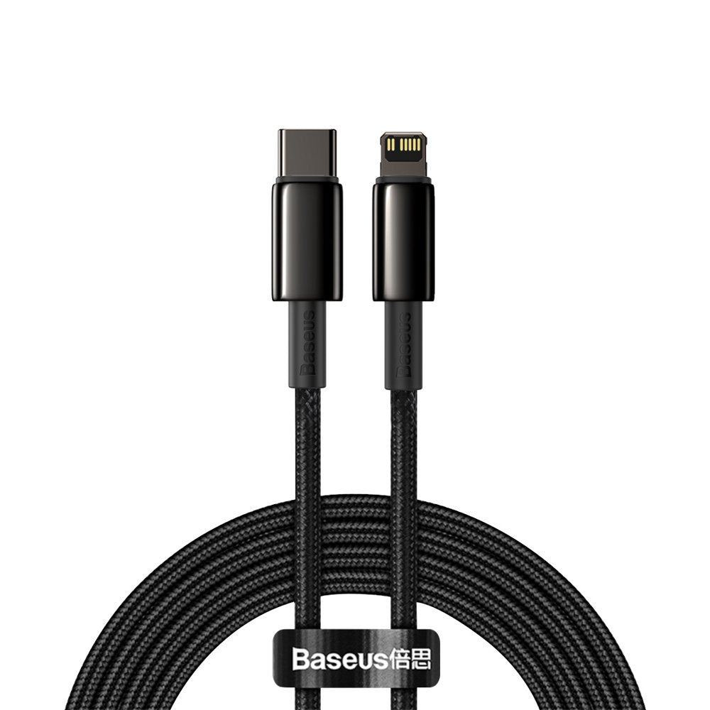 Καλώδιο Δεδομένων και Φόρτισης USB-C - Lightning Baseus Tungsten Gold, 20W, 2m, Μαύρο CATLWJ-A01