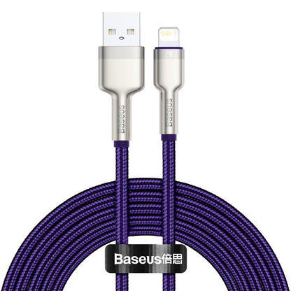 USB-A to Lightning Data and Charging Cable - Baseus Cafule Metal Series, 18W, 2m, Purple CALJK-B05